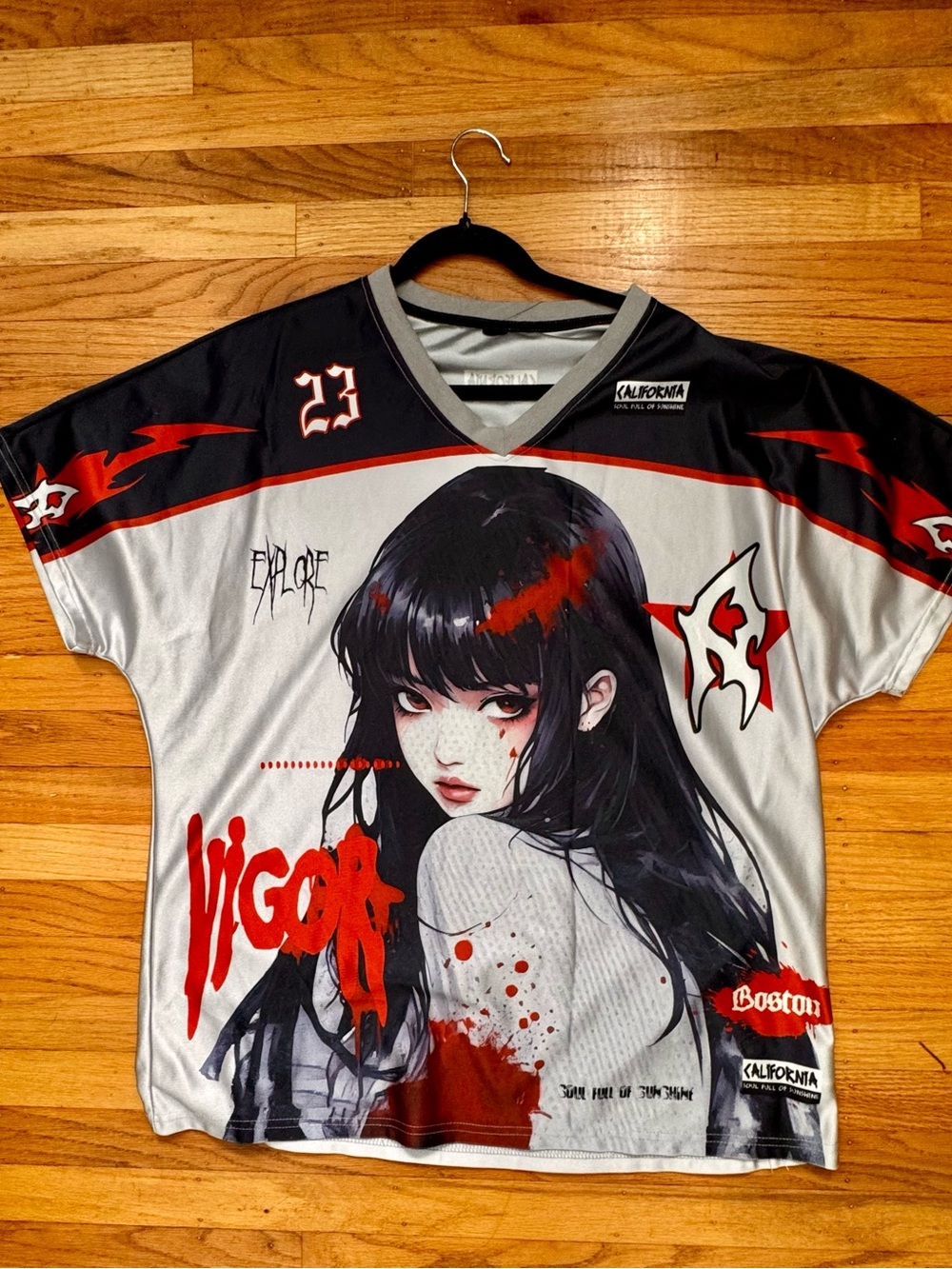 Y2K Anime Graphic Jersey Top